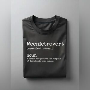 NEW Black Graphic Cotton Tee with Weenietrovert Print